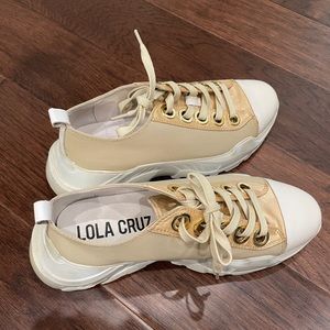 Lola Cruz shoes, size 38, white/tan, worn once